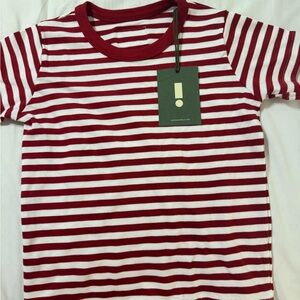 Red and White Striped Daily Drills Baby Tee Shirt